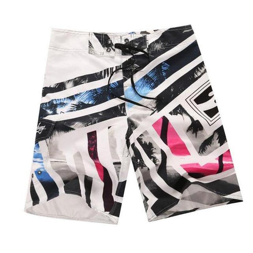 Men's Board Shorts - Black/White Palms | Action Pro Sports