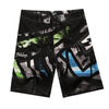 Men's Board Shorts - Black/Blue Palms | Action Pro Sports