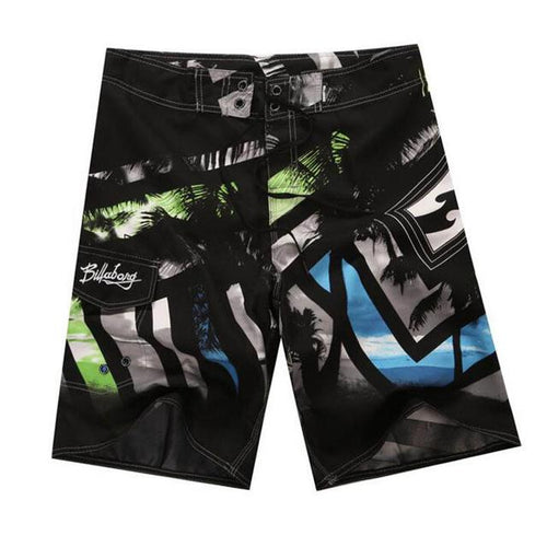 Men's Board Shorts - Black/Blue Palms | Action Pro Sports