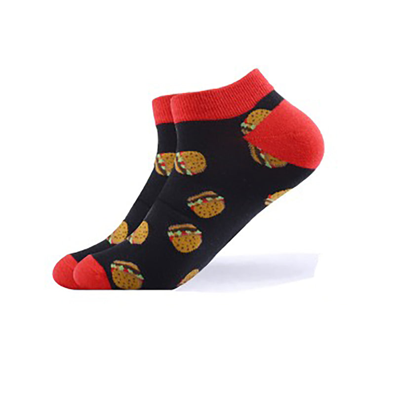 Cool Socks Dude - Sport & Dress Socks - Black & Red Burgers Ankle Socks - Action Pro Sports
