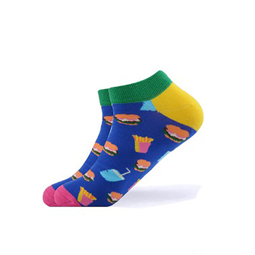Cool Socks Dude - Sport & Dress Socks - Blue Burger Shop Ankle Socks - Action Pro Sports
