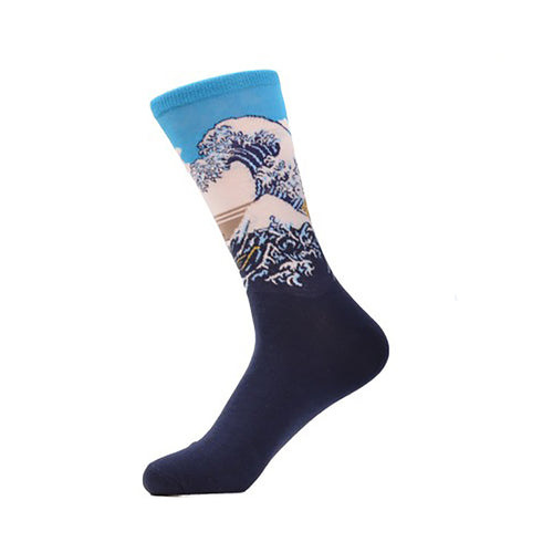 Cool Socks Dude - Sport & Dress Socks - Blue Tidal Wave Crew Socks - Action Pro Sports