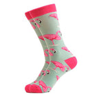 Cool Socks Dude - Sport & Dress Socks - Baby Blue Flamingo Crew Socks - Action Pro Sports