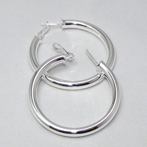 Large Silver Hoop Earrings - Action Pro Sports