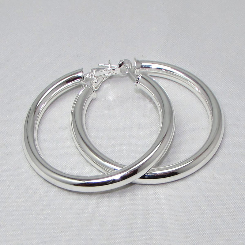 Large Silver Hoop Earrings - Action Pro Sports