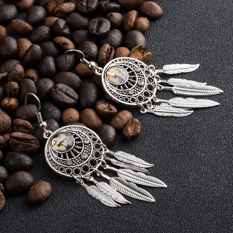 Dream Catcher W/ Feathers Dangle Earrings - Action Pro Sports