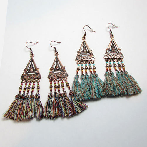 Flower Mill Jewelry - Earrings and Clasps - Antique Triangle Tassel Earrings - Action Pro Sports