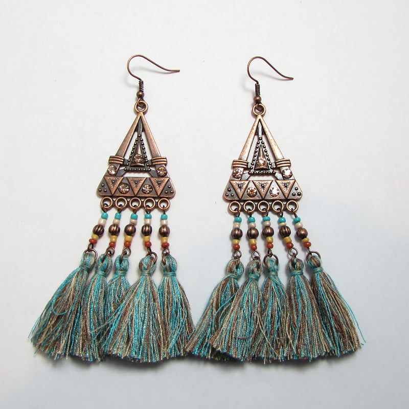 Flower Mill Jewelry - Earrings and Clasps - Antique Triangle Tassel Earrings - Action Pro Sports