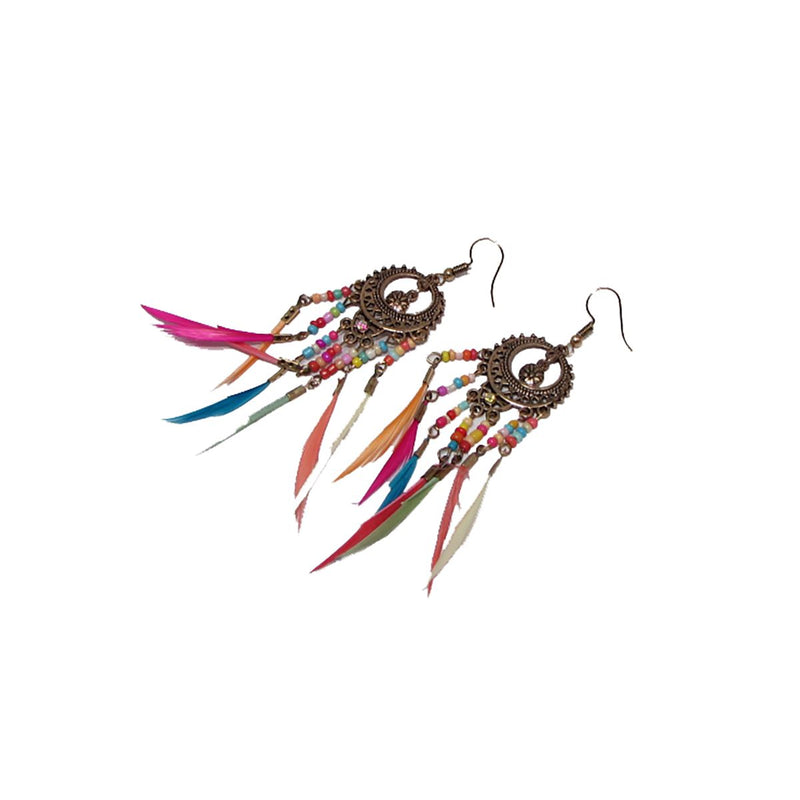 Long Feather Dangle Earrings - Action Pro Sports