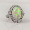 White Fire Opal Encircled With Diamonds Rings - Action Pro Sports